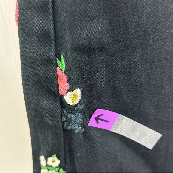 Tory Burch Jeans Womens 25 Brindle Black Floral Embroidered Skinny Ankle Jeans - Picture 7 of 13